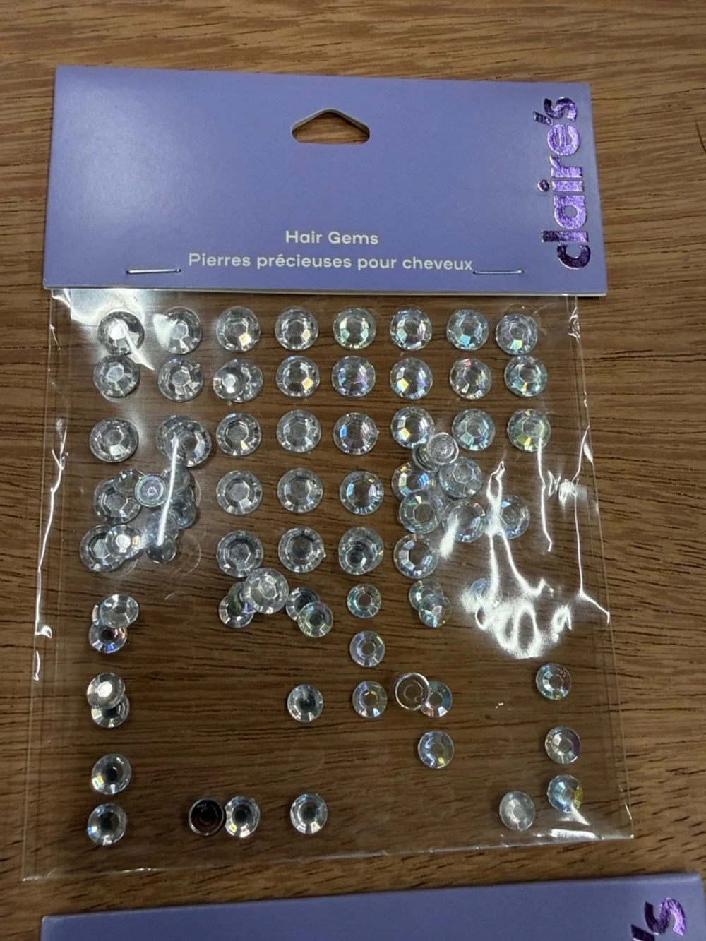Claire's Clear Iridescent Adhesive Hair Gems‎